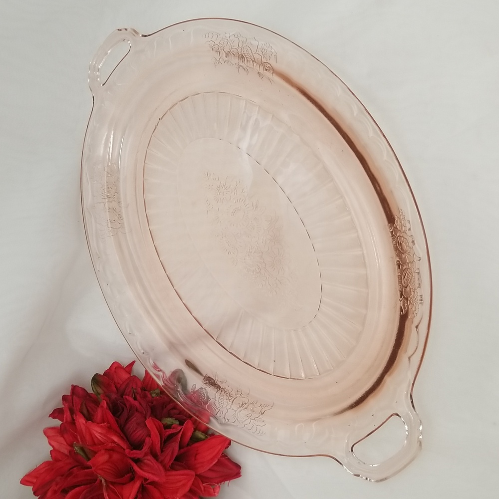 Hocking Mayfair Open Rose Pink Oval Platter